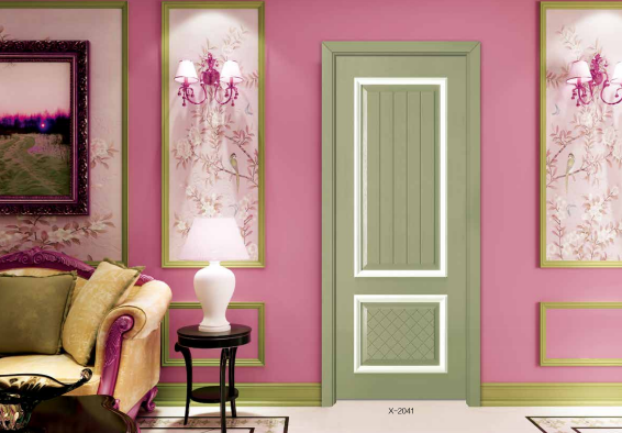 鑫順來X-2041雕花帶扣線混搭叉色隔音實色混油烤漆門