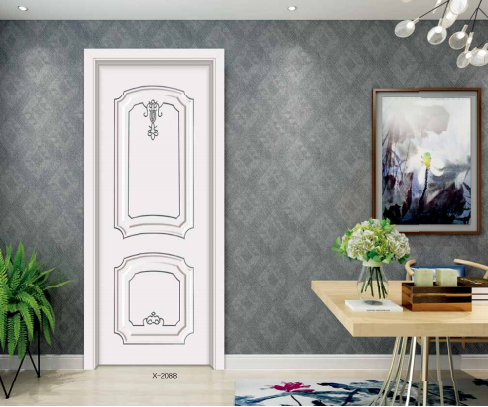 鑫順來(lái)X-2088雕花描銀平開(kāi)隔音實(shí)木烤漆門(mén)