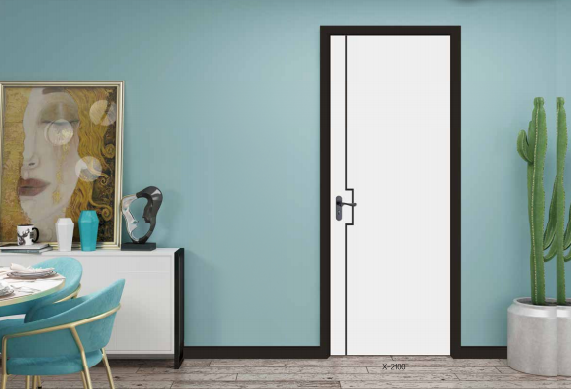 鑫順來(lái)X-2013雕花叉色鑲金屬條平開(kāi)隔音實(shí)木烤漆門(mén)