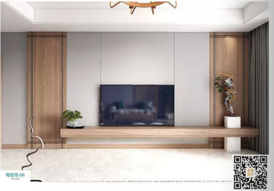 廠價新款鑫順來DQ-06掃碼輕奢電視墻，掃二維碼看裝修風格